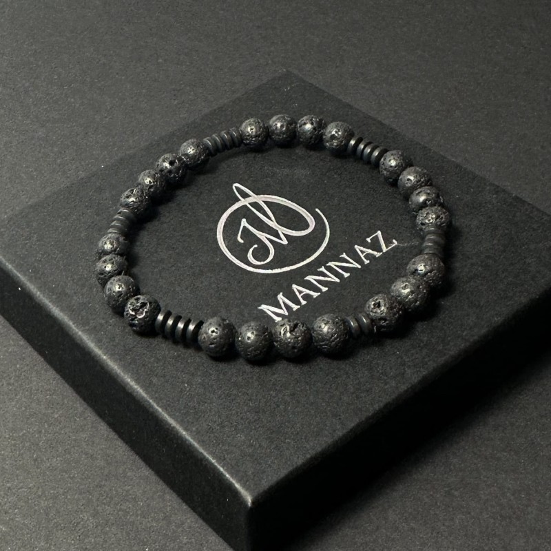 Męska bransoletka z lawy wulkanicznej