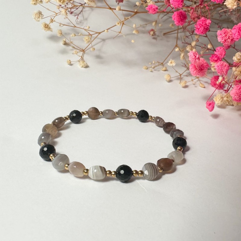bransoletka z agatem i czarnym turmalinem
