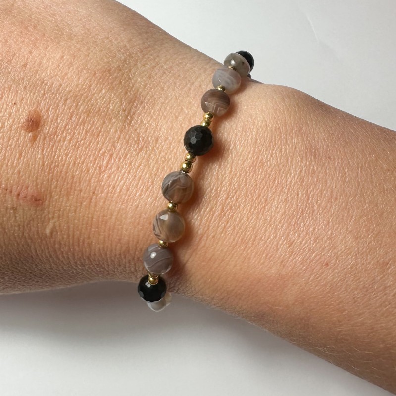 bransoletka  z czarnym turmalinem i agatem