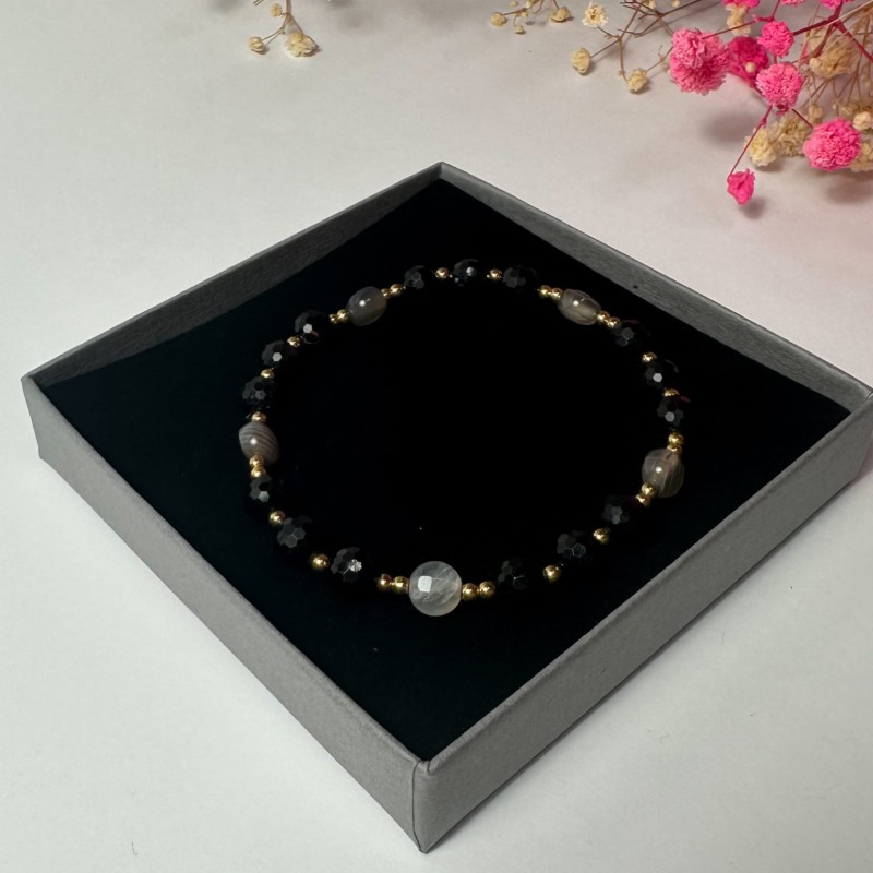 bransoletka z agatem i turmalinem