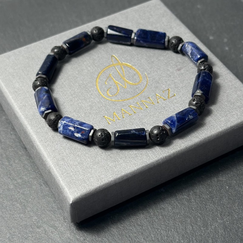 męska  bransoletka z sodalitów