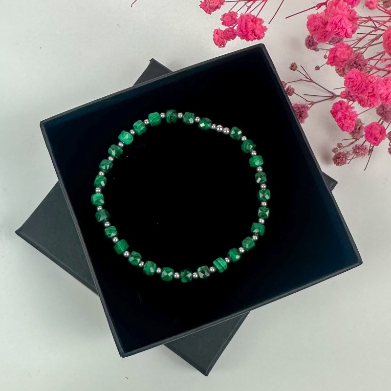 bransoletka na gumce z malachitem