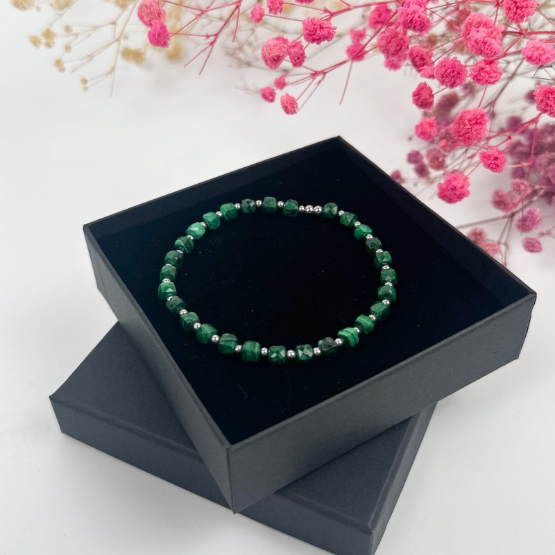 bransoletka na gumce z malachitem