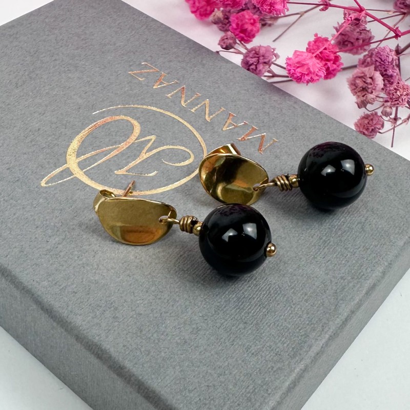 kolczyki z czarnym turmalinem