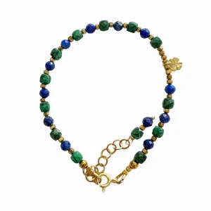 Bransoletka damska z regulacja -kamienie naturalne malachit i lapis lazuli