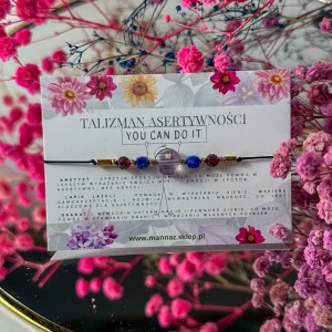 Bransoletka na sznurku .Talizman na asertywność .Kamienie naturalne ,ametyst, lapis lazuli, granat.